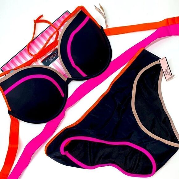 🔥VICTORIA SECRET SWIMSUIT 2pc 34C push-up  //Small New #1 - Picture 1 of 11